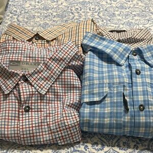Drake Men's Casual Checkered Shirts - Blue, Red, Orange